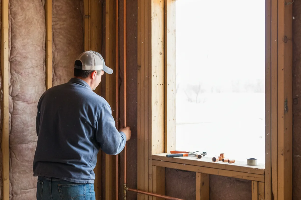 Licensed plumber running new copper supply lines in a Brownsboro home