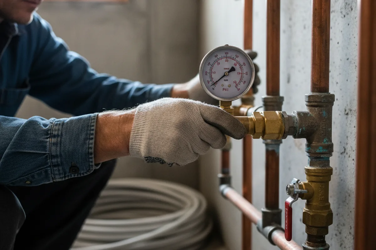 Pressure testing a repaired line during Water Line Repair in Brownsboro